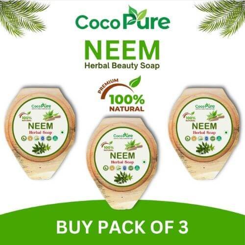 Cocopure Kerala Herbal Ayurvedic Neem Bath Soap for all Skin Types - Pack of 3